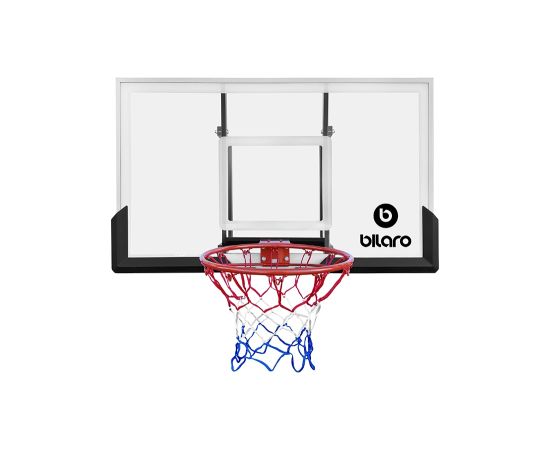 Basketbola vairogs Bilaro Omaha Class (136x80 cm, 8 mm rūdīts stikls) ar grozu un tīkliņu Для баскетбола