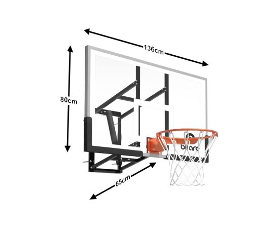 Basketbola vairogs Bilaro Montana Class X (136x80 cm, rūdīts stikls) ar grozu un tīkliņu Для баскетбола