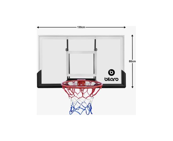 Basketbola vairogs Bilaro Dakota Class (130x80 cm, 6 mm rūdīts stikls) ar grozu un tīkliņu Для баскетбола