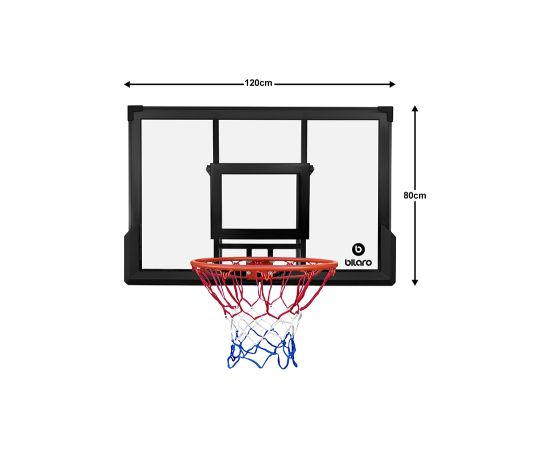 Basketbola vairogs Bilaro Dakota (120x80 cm, polikarbonāts) ar grozu un tīkliņu Для баскетбола