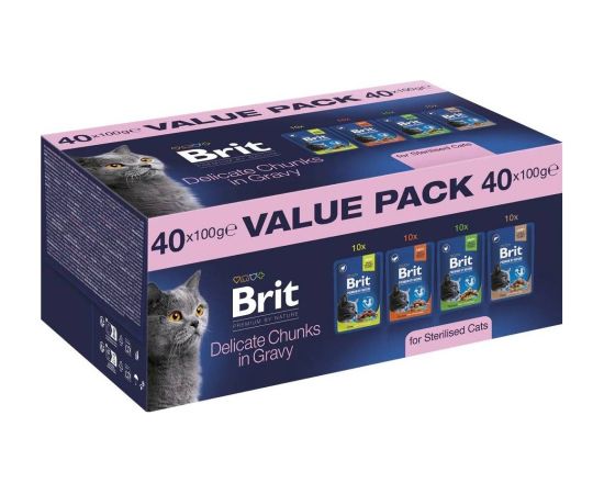 BRIT Premium by Nature Value pack Sterilised Box - wet cat food - 40x100g Консервы кошек