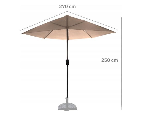 Goodhome PARASOL OGRODOWY ŚCIENNY DUŻY SOLIDNY SKŁADANY 2,7 M Z KORBKĄ BEŻOWY Новинки Для дома и сада 