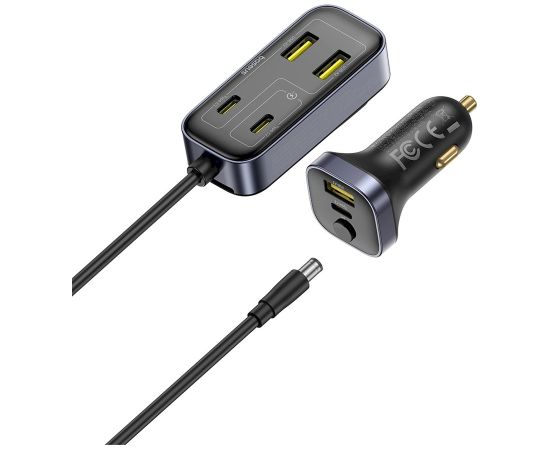 Baseus BackseatPal L1 Auto lādētājs 110W 3 x USB-A + 3 x USB-C ar 1,5 m pagarinātāju / melna Telefonu lādētāji 12v Automašīnām