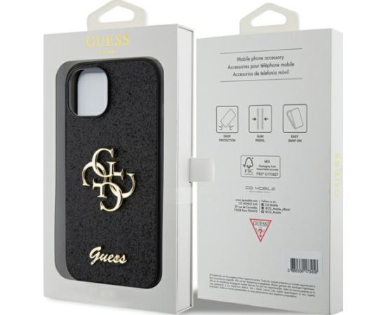 Guess Fixed Glitter Big 4G Case Aizsargapvalks Priekš Apple iPhone 15 Plus Neoriģinālie Maciņi