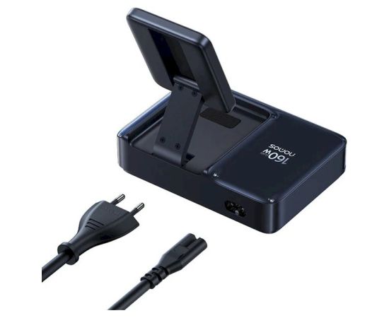 Baseus Nomos NH21 Qi2 160W 5-в-1 Беспроводное зарядное устройство со сворачиваемым кабелем / чёрная Bezvadu telefonu lādētāji