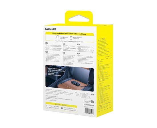 Baseus PrimeTrip VW1 Auto lādētājs 60W ar integrētu kabeli 6 ierīcēm / melna Telefonu lādētāji 12v Automašīnām