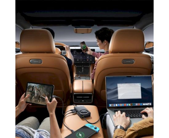 Baseus PrimeTrip VW1 Auto lādētājs 60W ar integrētu kabeli 6 ierīcēm / melna Telefonu lādētāji 12v Automašīnām