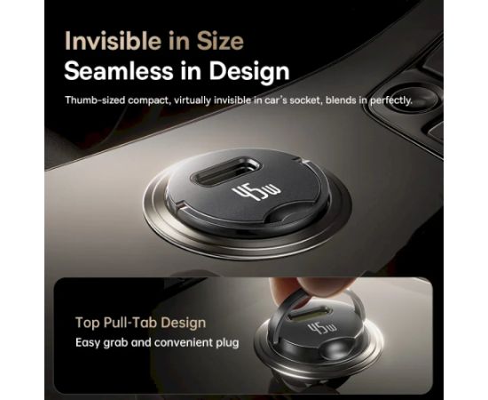 Baseus PrimeTrip VP2 Auto lādētājs 45W USB-C ar 60W USB-C to USB-C kabeli 1m / melna Telefonu lādētāji 12v Automašīnām