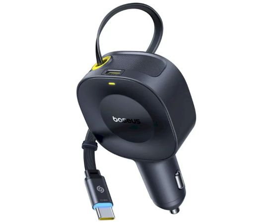 Baseus PrimeTrip VR2 Automašīnas lādētājs 30W ar saritināmu USB-C kabeli / melna Telefonu lādētāji 12v Automašīnām