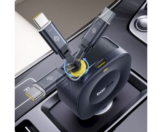 Baseus PrimeTrip VR2 Automašīnas lādētājs 30W ar saritināmu USB-C kabeli / melna Telefonu lādētāji 12v Automašīnām
