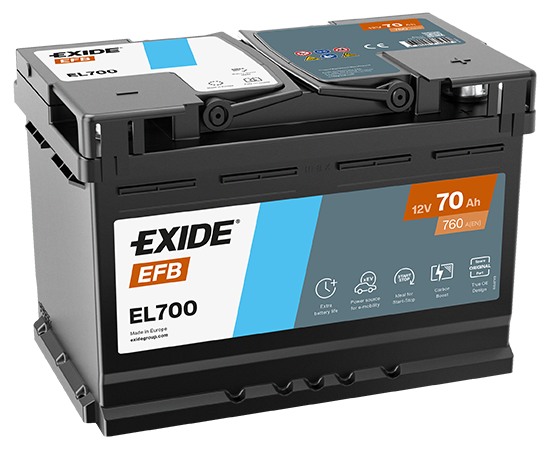 70Ah 760A akumulators EXIDE EL700 278x175x190-+ Akumulatori