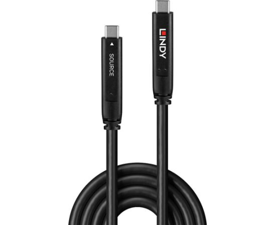 Lindy USB 3.2 Gen 2 & DP 1.4 Type C hybrid cable (black, 15m) Data USB kabeļi