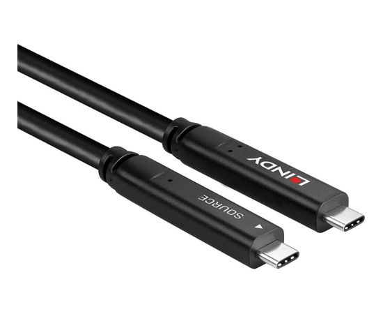 Lindy USB 3.2 Gen 2 & DP 1.4 Type C hybrid cable (black, 15m) Data USB kabeļi