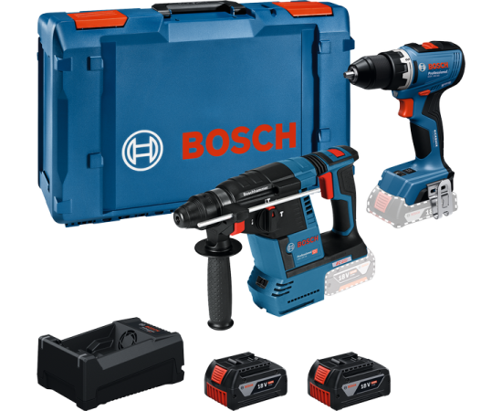 Bosch Professional 0615A500E4 18 V GSR + GBH akumulatora instrumentu komplekts XL kastē Instrumentu kastes