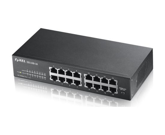Zyxel GS1100-16 Unmanaged Gigabit Ethernet (10/100/1000) Black Коммутаторы (Switch)