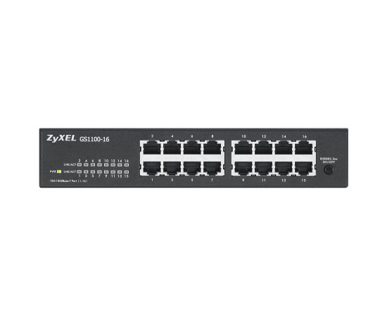 Zyxel GS1100-16 Unmanaged Gigabit Ethernet (10/100/1000) Black Коммутаторы (Switch)