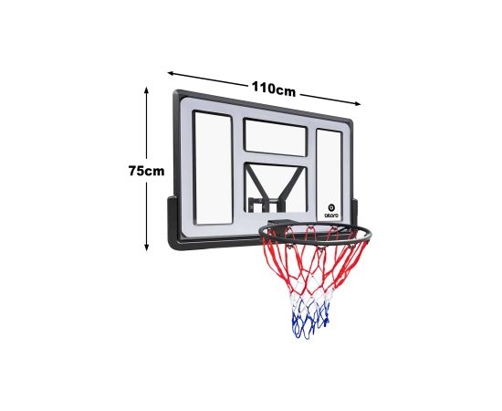 Basketbola vairogs Bilaro Juta 110x75cm ar stīpu un tīklu Basketbolam