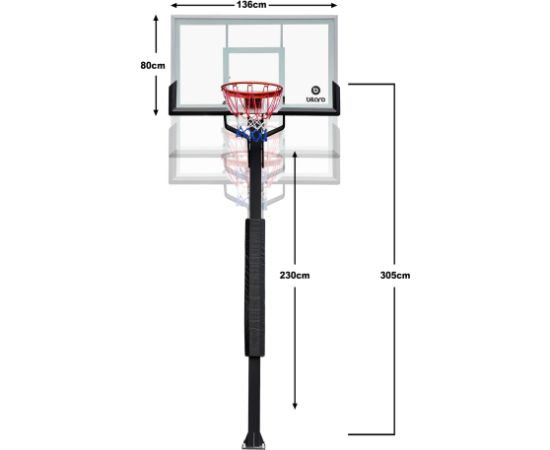 Iebetonējams basketbola grozs Bilaro Fortus 136x80cm 8mm rūdīts stikls Для баскетбола