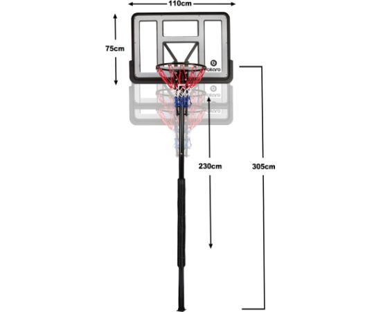Iebetonējams basketbola grozs Bilaro Portland 110x75cm ar bumbu un aizsargu Для баскетбола