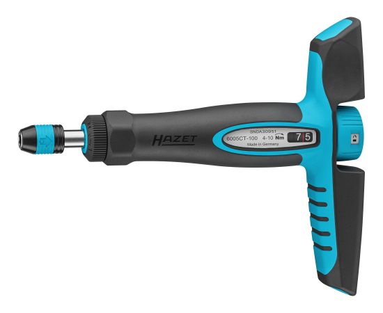 Hazet torque screwdriver 6005CT-100 black/blue, 4 - 10 Nm, 1/4" bit holder, T-handle Jaunumi -Dārzam