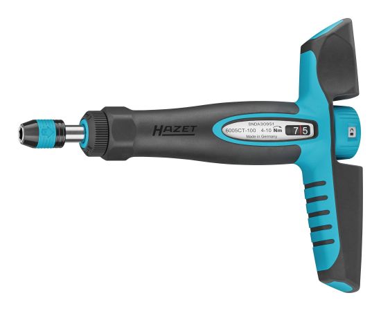 Hazet torque screwdriver 6005CT-100 black/blue, 4 - 10 Nm, 1/4" bit holder, T-handle Jaunumi -Dārzam