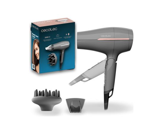 Cecotec Hair dryer IoniCare Power&Go Heaven 2000 W Number of temperature settings 2 Ionic function Diffuser nozzle Grey Matu fēni
