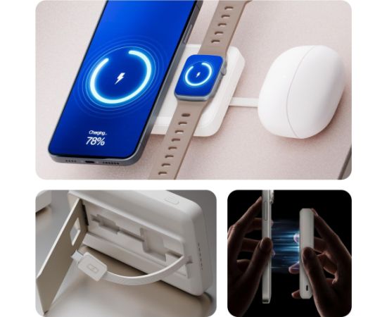 Powerbank 3MK SafeCell 4 in 1 Semi-Solid 22.5W Build in Cable Apple Watch MagSafe 10,000mAh Beige Jaunumi - Datori