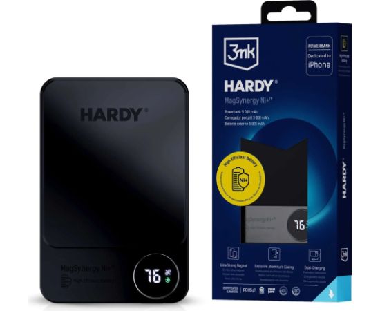 Powerbank 3mk HARDY MagSynergy Ni+ 5,000mAh 22.5W USB 1C1L-Black Jaunumi - Datori