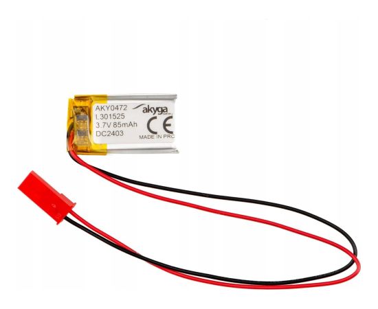 Akumulators Li-Po LP301525 Akyga AKY0472 3.7V / 85mAh PCM JST 2-Pin 150mm Jaunumi - Datori