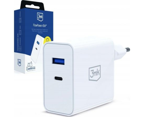 3mk FlowPower 45W 1A1C PD3.0 QC4+ White (5903108750813) Зарядные устройства