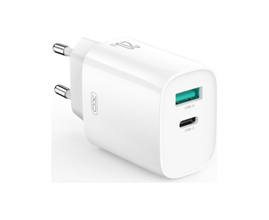 XO wall charger CE29 PD 20W 1x USB-C 1x USB white + cable USB-C - USB-C Зарядные устройства
