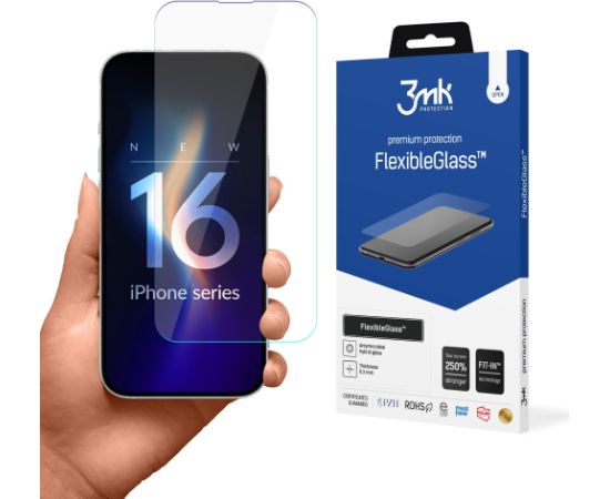 3MK Hybrid glass FlexibleGlass iPhone 16 Ekrānu aizsardzība