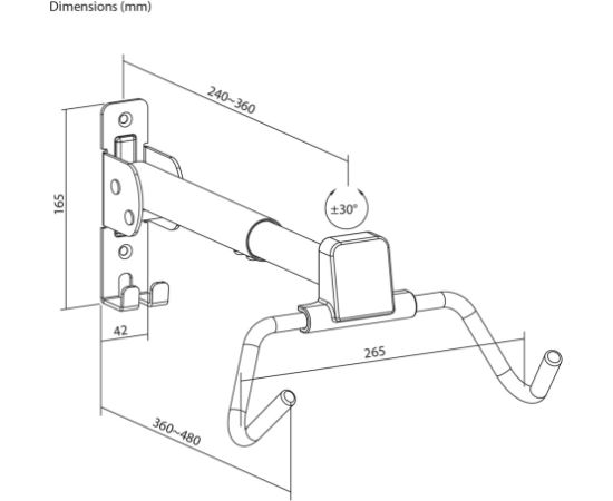Maclean Horizontal Wall-Mounted Bike Rack, Steel, Max. Load 30 kg, Adjustable Angle, MC-172 Велосипеды