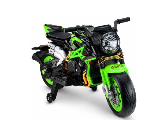 Lean Cars XW-07 Battery-Powered Motorbike with Illuminated LED Wheels Green Jaunumi, Bērnu preces