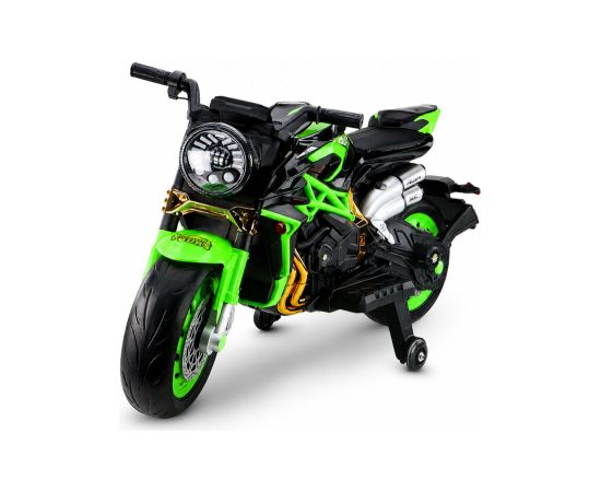Lean Cars XW-07 Battery-Powered Motorbike with Illuminated LED Wheels Green Jaunumi, Bērnu preces