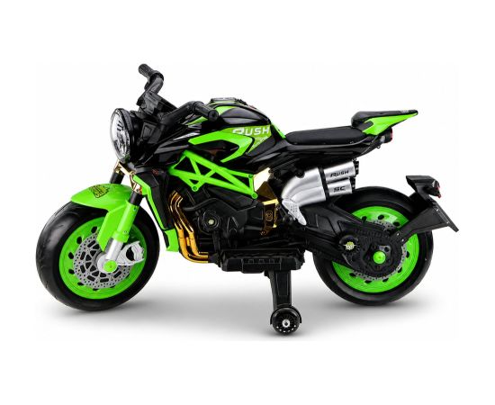 Lean Cars XW-07 Battery-Powered Motorbike with Illuminated LED Wheels Green Jaunumi, Bērnu preces