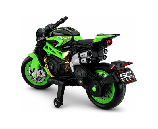 Lean Cars XW-07 Battery-Powered Motorbike with Illuminated LED Wheels Green Jaunumi, Bērnu preces