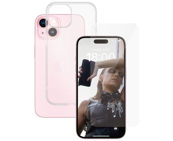 MOBILE SCREEN PROTECTOR 2IN1/IPHONE 15 CLEAR PANZERGLASS Ekrānu aizsardzība
