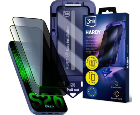 3mk Hardy Privzone 9H - Samsung Galaxy S26 Ekrānu aizsardzība