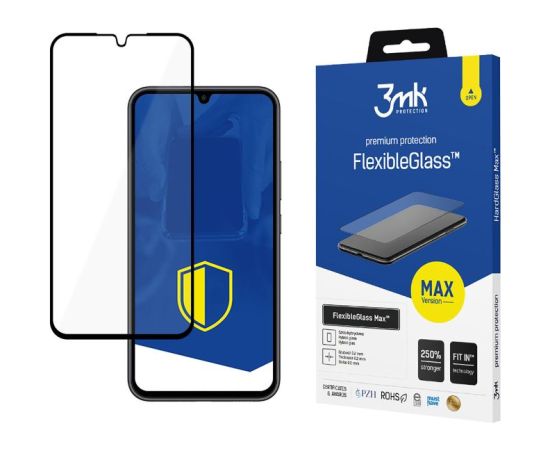 Samsung Galaxy A34 5G - 3mk FlexibleGlass Max Black Ekrānu aizsardzība