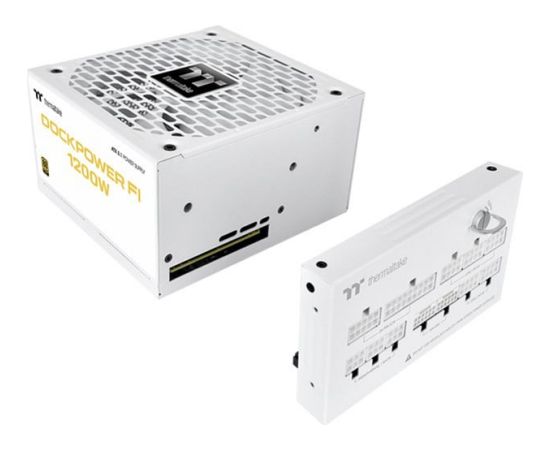 Thermaltake Dockpower FI 1200W Snow (white, 1x 12-pin high power GPU, 5x PCIe, cable management, 1200 watts) Datoru barošanas bloki