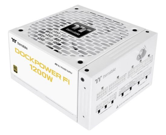 Thermaltake Dockpower FI 1200W Snow (white, 1x 12-pin high power GPU, 5x PCIe, cable management, 1200 watts) Datoru barošanas bloki
