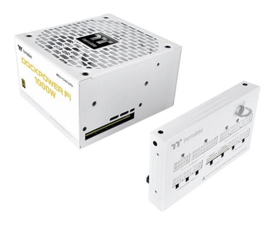 Thermaltake Dockpower FI 1000W Snow (white, 1x 12-pin high power GPU, 5x PCIe, cable management, 1000 watts) Datoru barošanas bloki