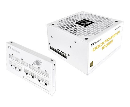 Thermaltake Dockpower FI 1000W Snow (white, 1x 12-pin high power GPU, 5x PCIe, cable management, 1000 watts) Datoru barošanas bloki