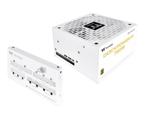 Thermaltake Dockpower FI 750W Snow (white, 1x 12-pin high power GPU, 4x PCIe, cable management, 750 watts) Datoru barošanas bloki