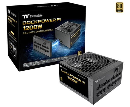 Thermaltake Dockpower FI 1200W (black, 1x 12-pin high power GPU, 5x PCIe, cable management, 1200 watts) Datoru barošanas bloki