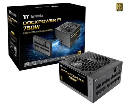Thermaltake Dockpower FI 750W (black, 1x 12-pin high power GPU, 4x PCIe, cable management, 750 watts) Datoru barošanas bloki