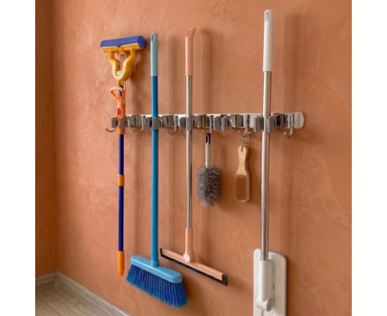 Maclean wall-mounted organizer for garden tools and mops, steel, with hooks, max. load 20 kg, width 60 cm, MC-185 Priekšnama mēbeles