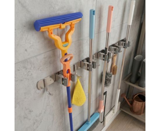Maclean wall-mounted organizer for garden tools and mops, steel, with hooks, max. load 20 kg, width 60 cm, MC-185 Priekšnama mēbeles