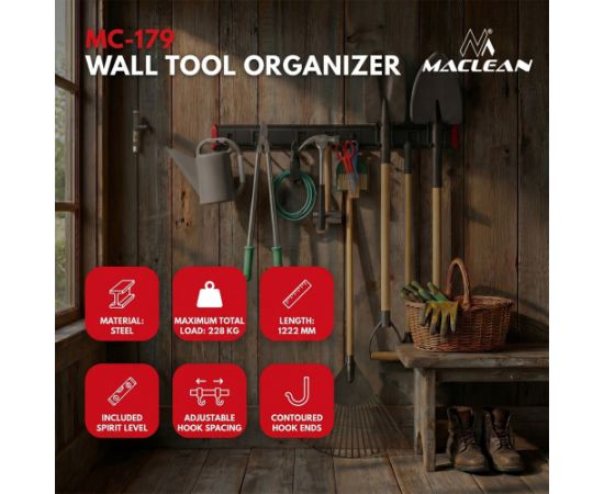 Maclean Wall-Mounted Tool Organizer, steel, max. load 228 kg, width 1222 mm, MC-179 Мебель для прихожей